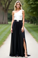 AABEI DRESS Mother Of The Bride Dress Fashion One Shoulder Color Block A Line Side Fork Long Formal Wear Dresse