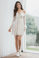 AABEI DRESS New Homecoming Dress Fashion Off the Shoulder Lace Long Sleeves Retro Short Graduation Dress