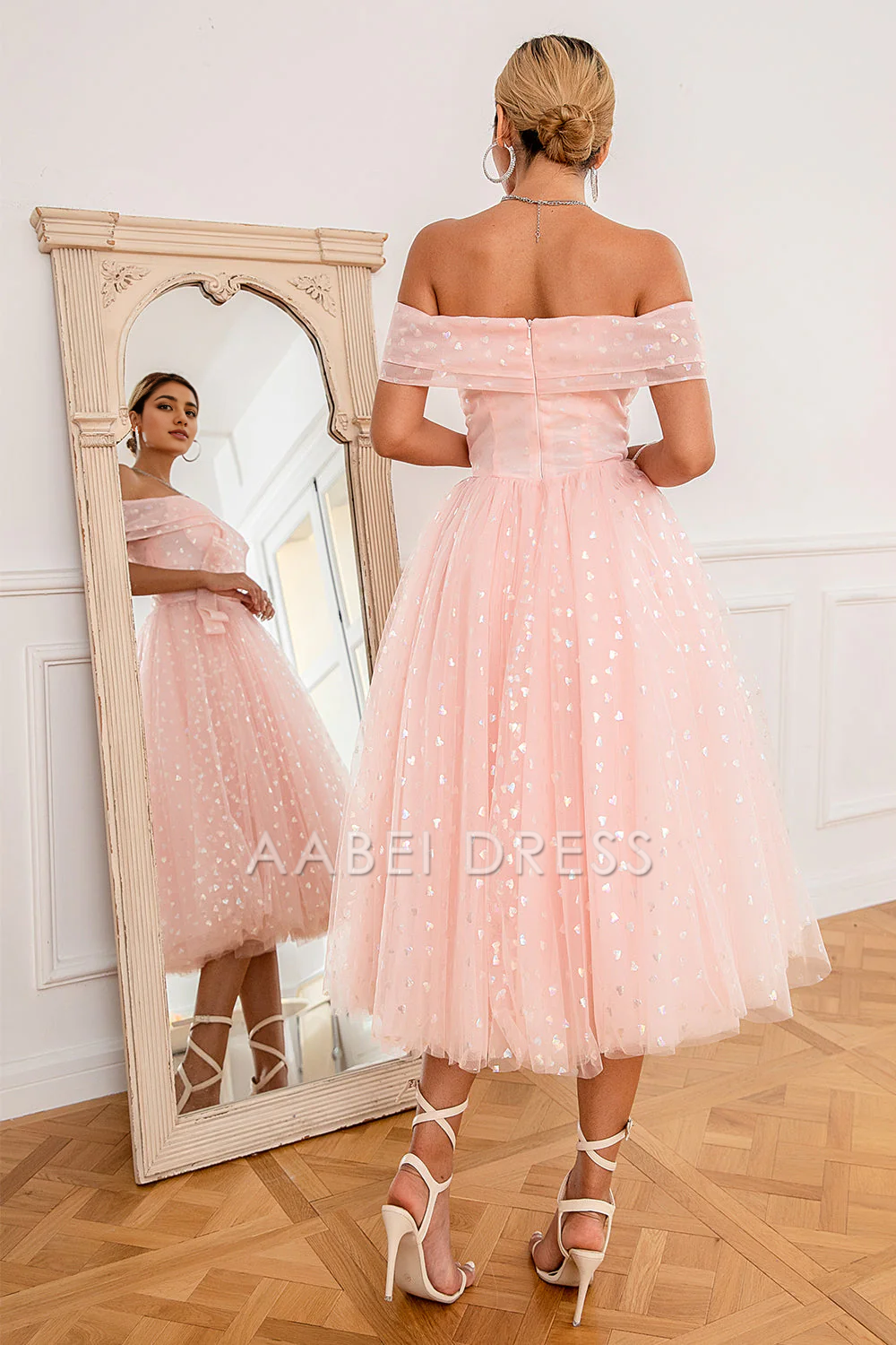 AABEI DRESS Hot Sale Prom Dress Fashion Off Shoulder Sweetheart Pleated Sparkle Formal Dress