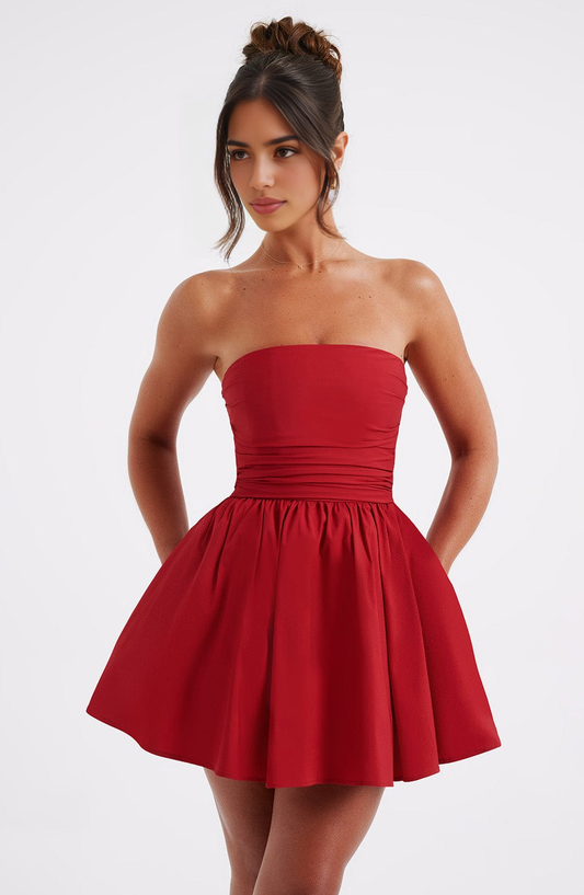 AABEI DRESS Hot Sale Homecoming Dress Simple A Line Strapless ruched corset bow back Mini Dress Elegant Short Prom Dresse