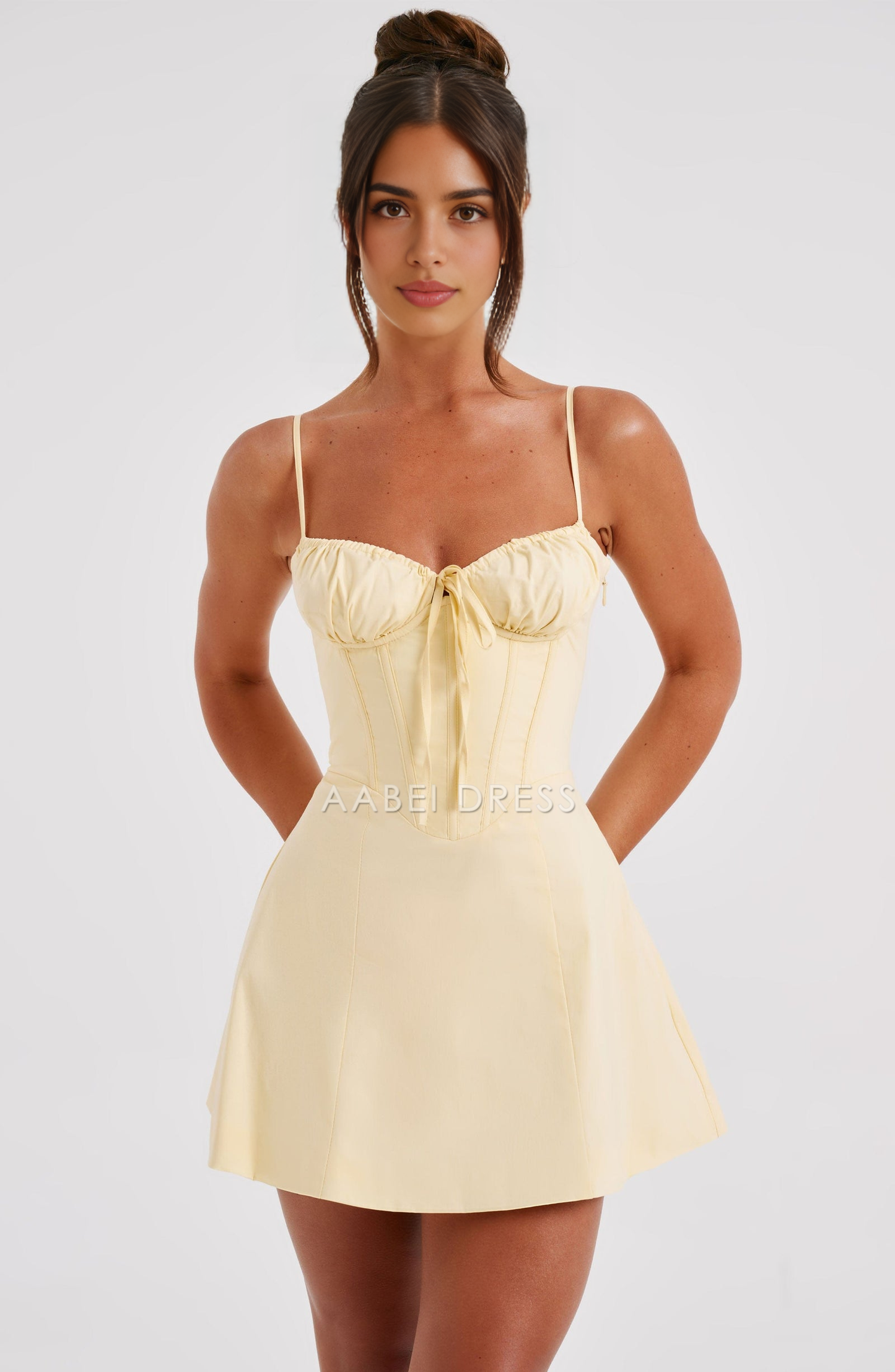 AABEI DRESS Hot Sale Homecoming Dress Cute A Line Sweetheart Spaghetti Strap Ruched corset Mini Dress Charming Short Prom Dresse