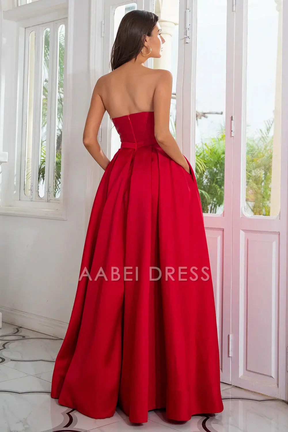 AABEI DRESS Hot Sale Prom Dress Elegant A Line Strapless Backless With Split Front Long Formal Dress
