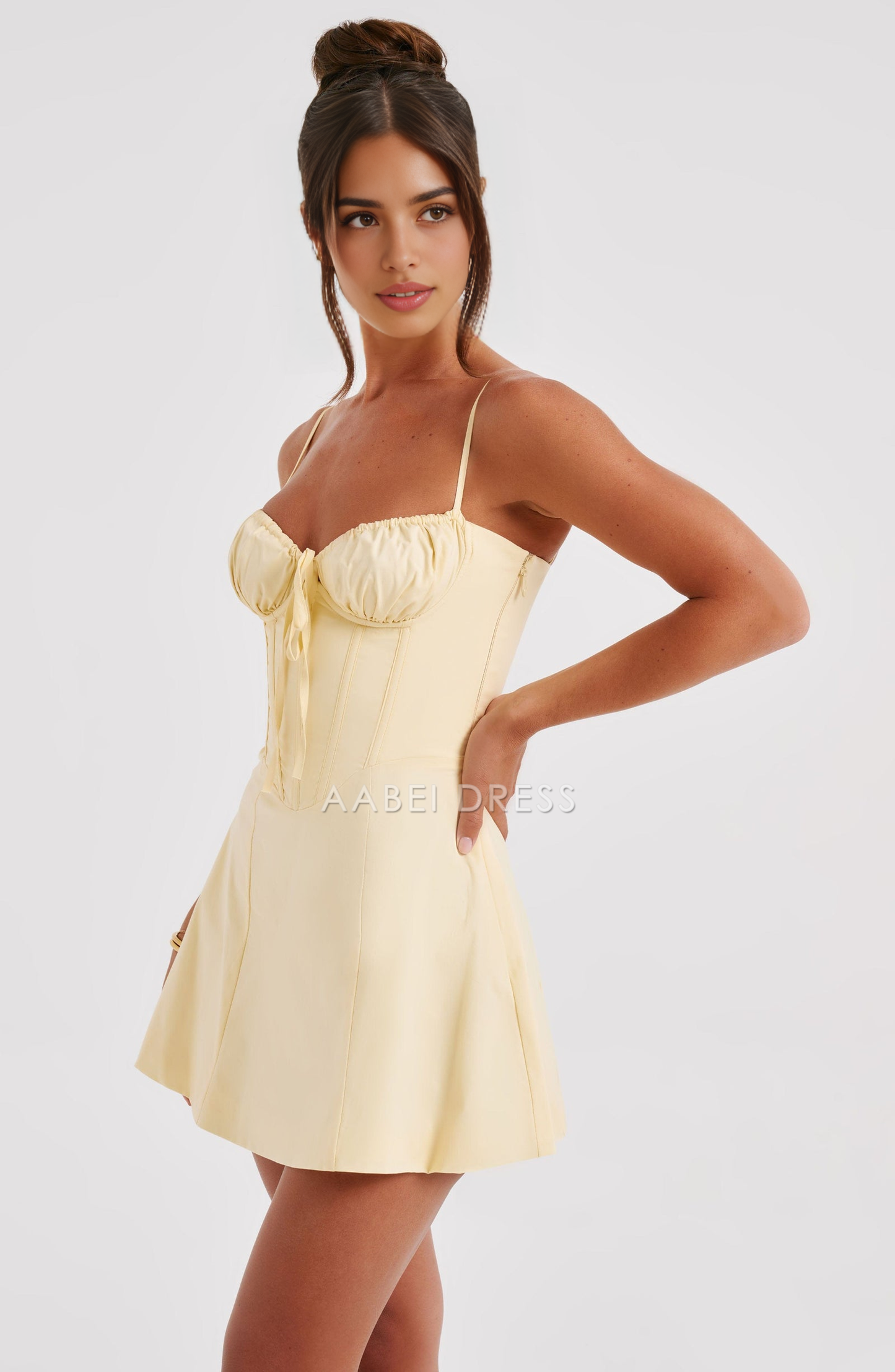 AABEI DRESS Hot Sale Homecoming Dress Cute A Line Sweetheart Spaghetti Strap Ruched corset Mini Dress Charming Short Prom Dresse