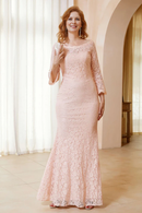AABEI DRESS Mother of the Bride Dresses Scoop Neck Lace Sheath Long Mermaid Dress Elegant Formal Dress Wedding Guests Dresses