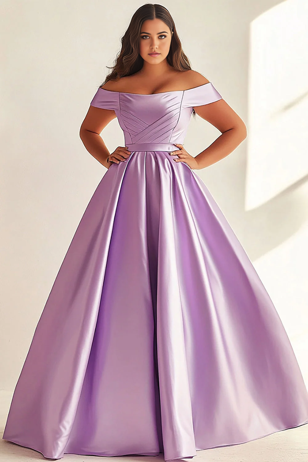 AABEI DRESS Hot Sale Prom Dress Simple A Line Off Shoulder Satin Pleated Long Plus Size Elegant Formal Dress