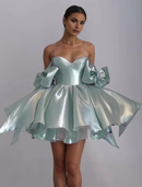 AABEI DRESS New Homecoming Dress A-Line Corsets Dress Holiday Graduation Sleeveless Off Shoulder Satin with Bow(s) Cute Short Prom Dresse