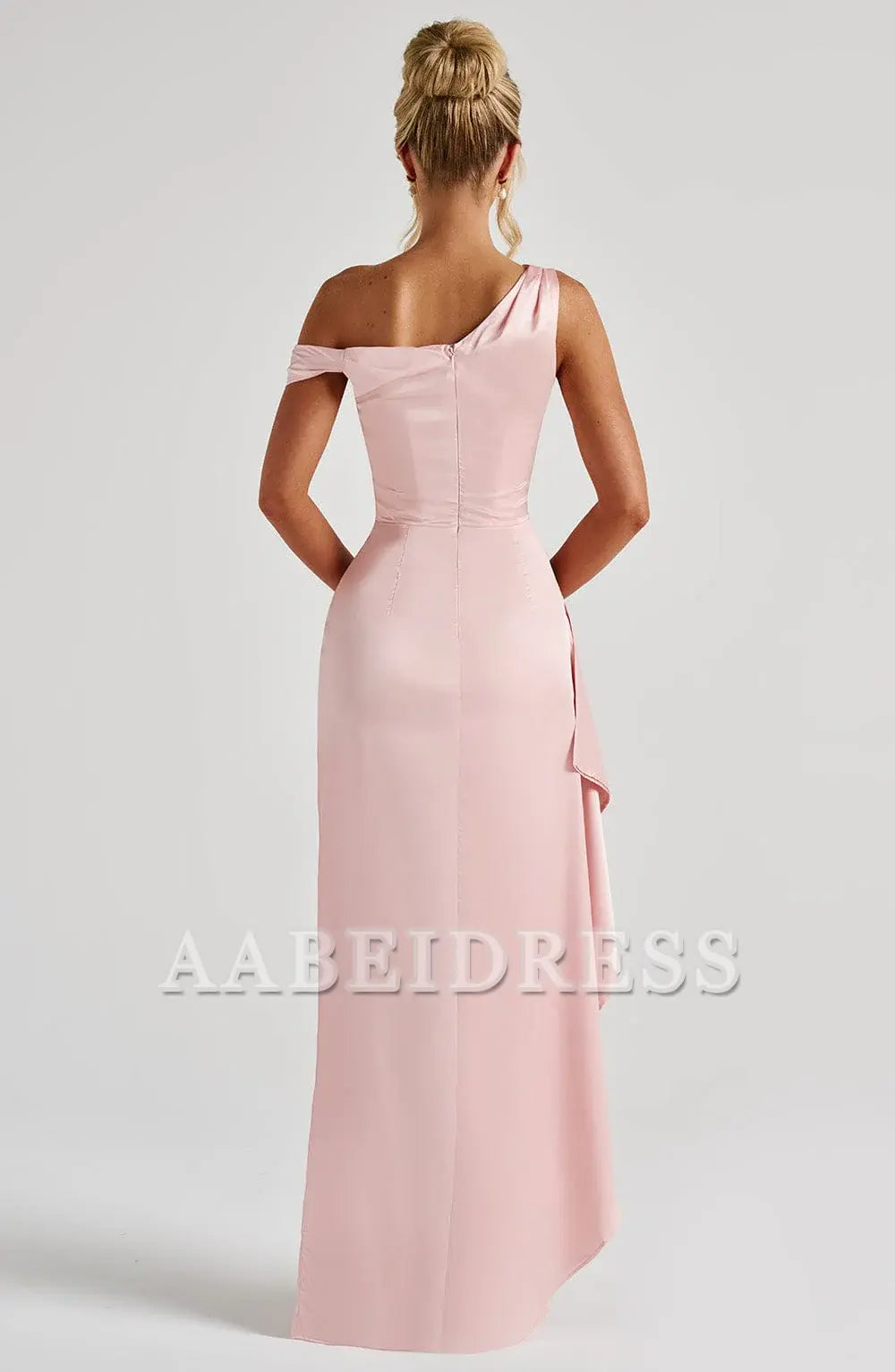 Formal Wear Dresses Prom Dresses Asymmetric straps Ruched Thigh High Slit Charming Dresses Wedding Guests Dresses