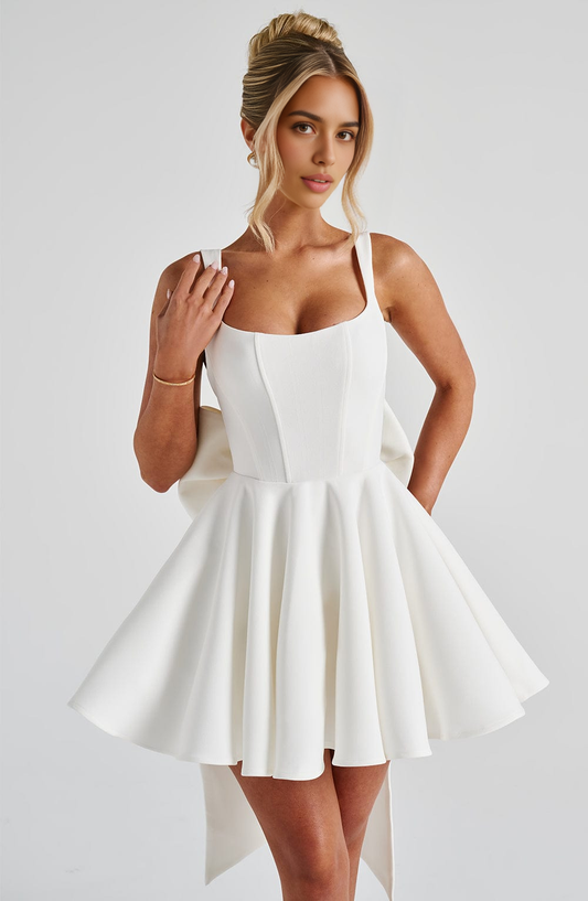 AABEI DRESS Hot Sale Homecoming Dress Fashion Square Neckline Adjustable Shoulder Straps Backless Bow Mini Dress Cute Short Prom Dresse