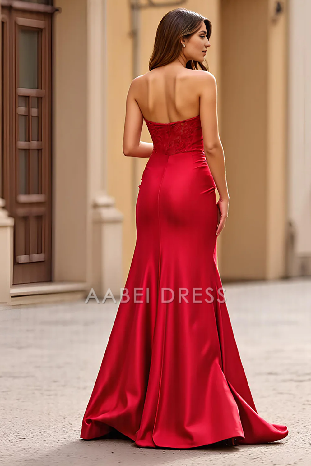 AABEI DRESS Hot Sale Exquisite Prom Dress Mermaid Sheath Strapless Sweetheart Long With Slit Formal Dress