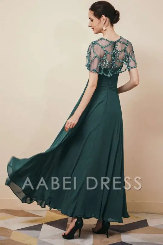 AABEI DRESS High Quality Mother of The Bride Dress Chiffon Pleated Long Dress with Beaded Shawl Gorgeous Dresses Formal Dresses