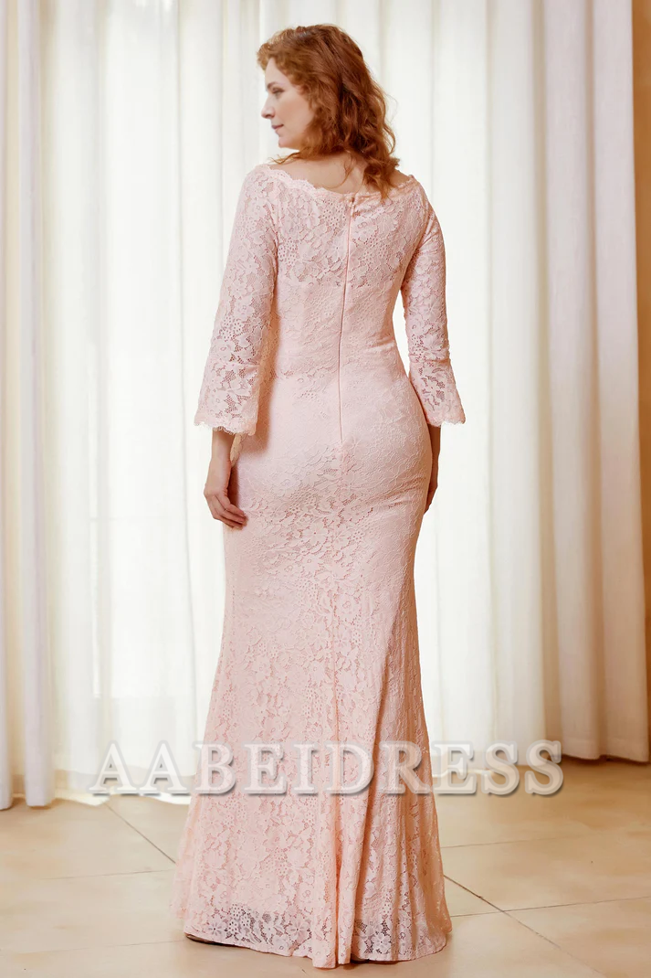 AABEI DRESS Mother of the Bride Dresses Scoop Neck Lace Sheath Long Mermaid Dress Elegant Formal Dress Wedding Guests Dresses