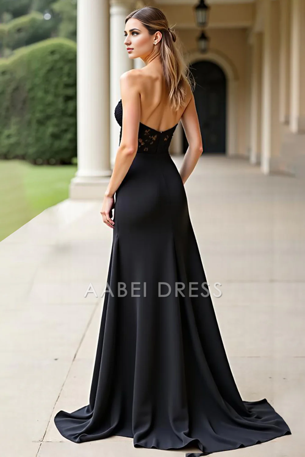 AABEI DRESS Hot Sale Exquisite Prom Dress Elegant A Line Lace Strapless Sweetheart Backless Long Formal Dress