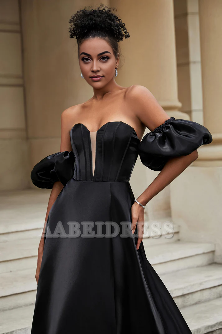 Evening Dress A-Line Strapless Dress Backless Ruched Side Fork Sweep Train Exquisite Senior Formal Women's Dresses Wedding Guest Dresses