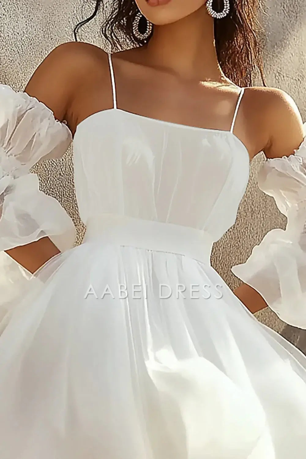 AABEI DRESS Hot Sale Homecoming Dress A Line Spaghetti Strapless Detachable Sleeves Fashion Short Graduation Dress