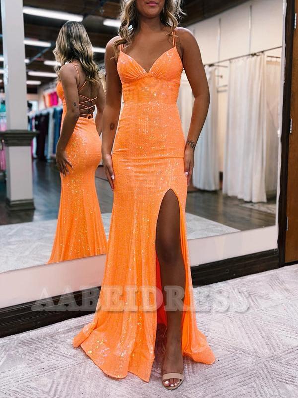 Evening Dress Sparkly Sequins Mermaid Cultivate oneself Long Prom Dress Side Fork Backless Sexy Charming Formal Women's Dresses