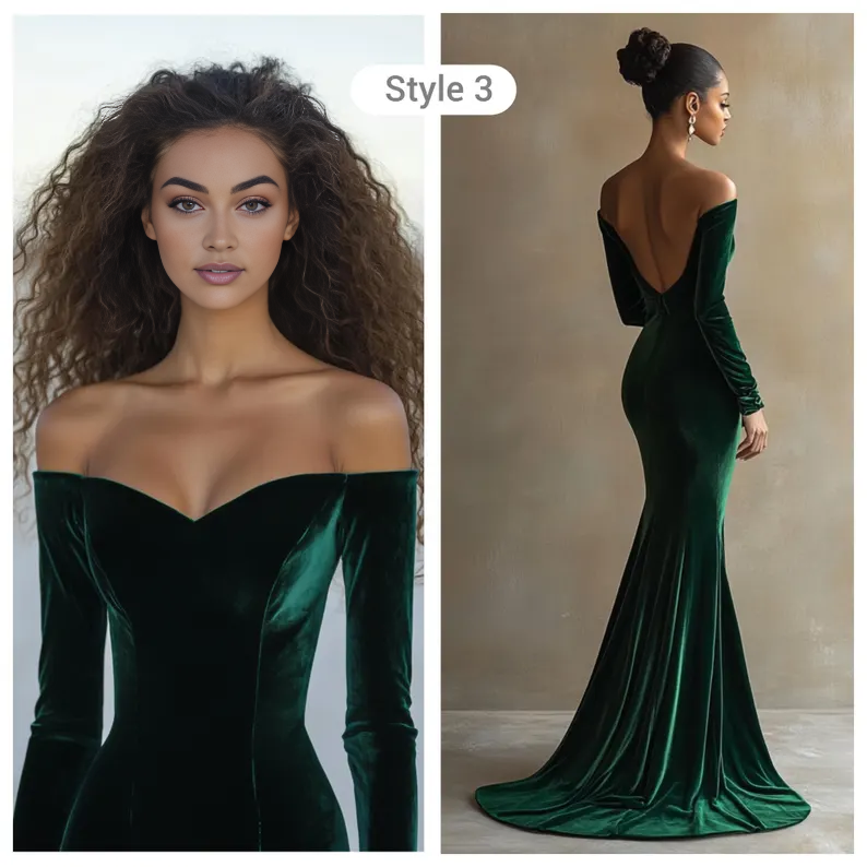 Evening Dress Velvet Off-Shoulder Custom Tailored Dress Long Sleeve Backless Elegant Formal Wear Dresses