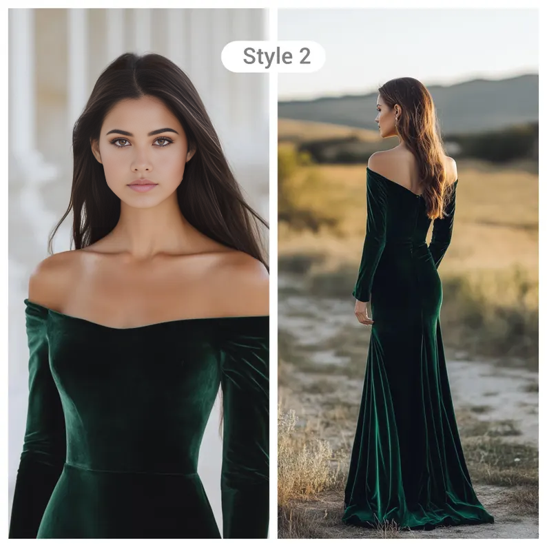 Evening Dress Velvet Off-Shoulder Custom Tailored Dress Long Sleeve Backless Elegant Formal Wear Dresses