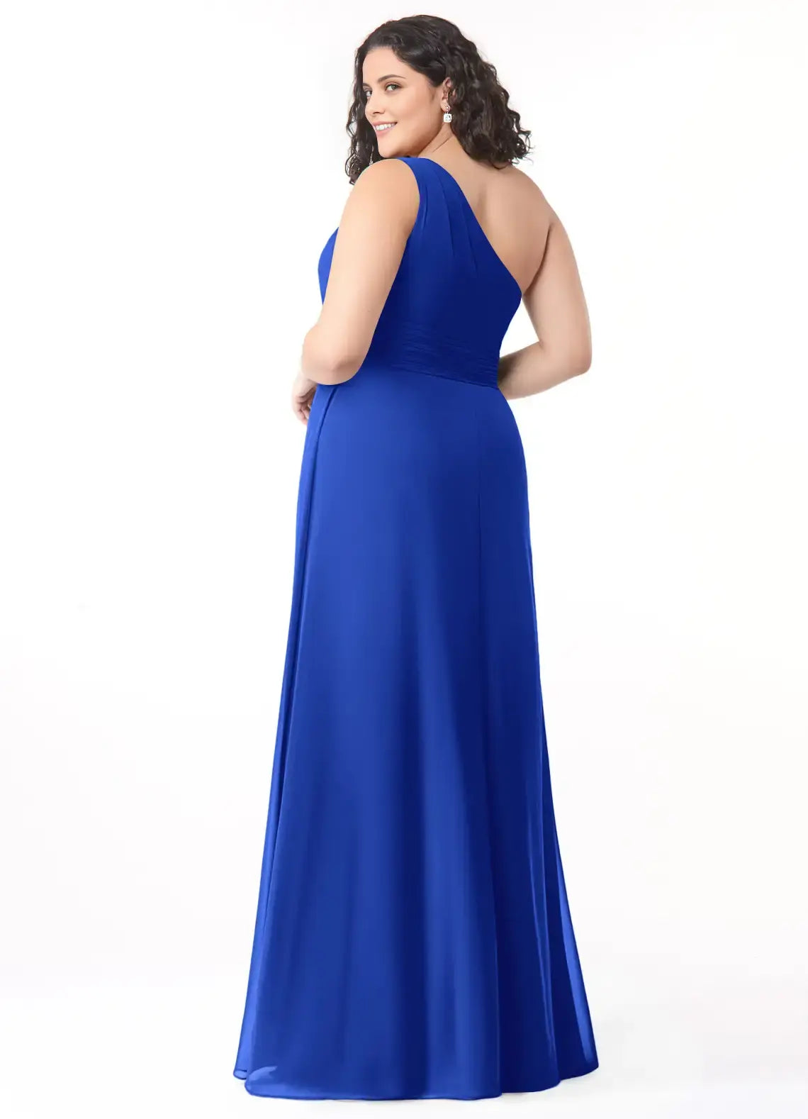 Wedding Guests Dresses Royal Blue A-Line One Shoulder Pleated Sleeveless Floor-Length Elegant Plus Size Formal Dress Discount Hot Sale Prom Dress