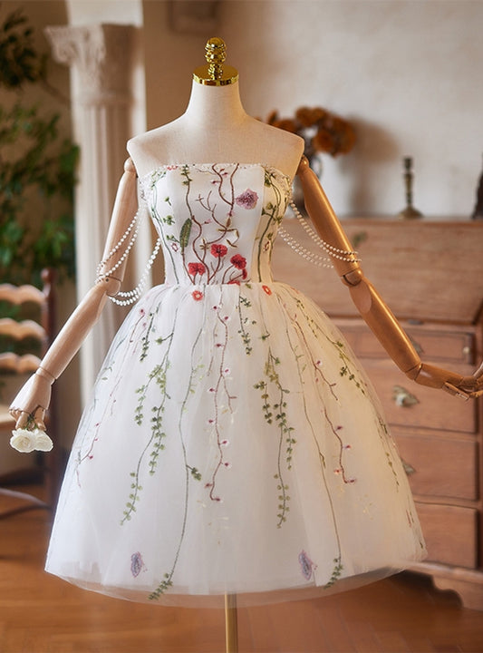 AABEI DRESS New Homecoming Dress Exquisite A-Line Strapless Sleeveless Pearls Knee Length Fashion Short Prom Dresse