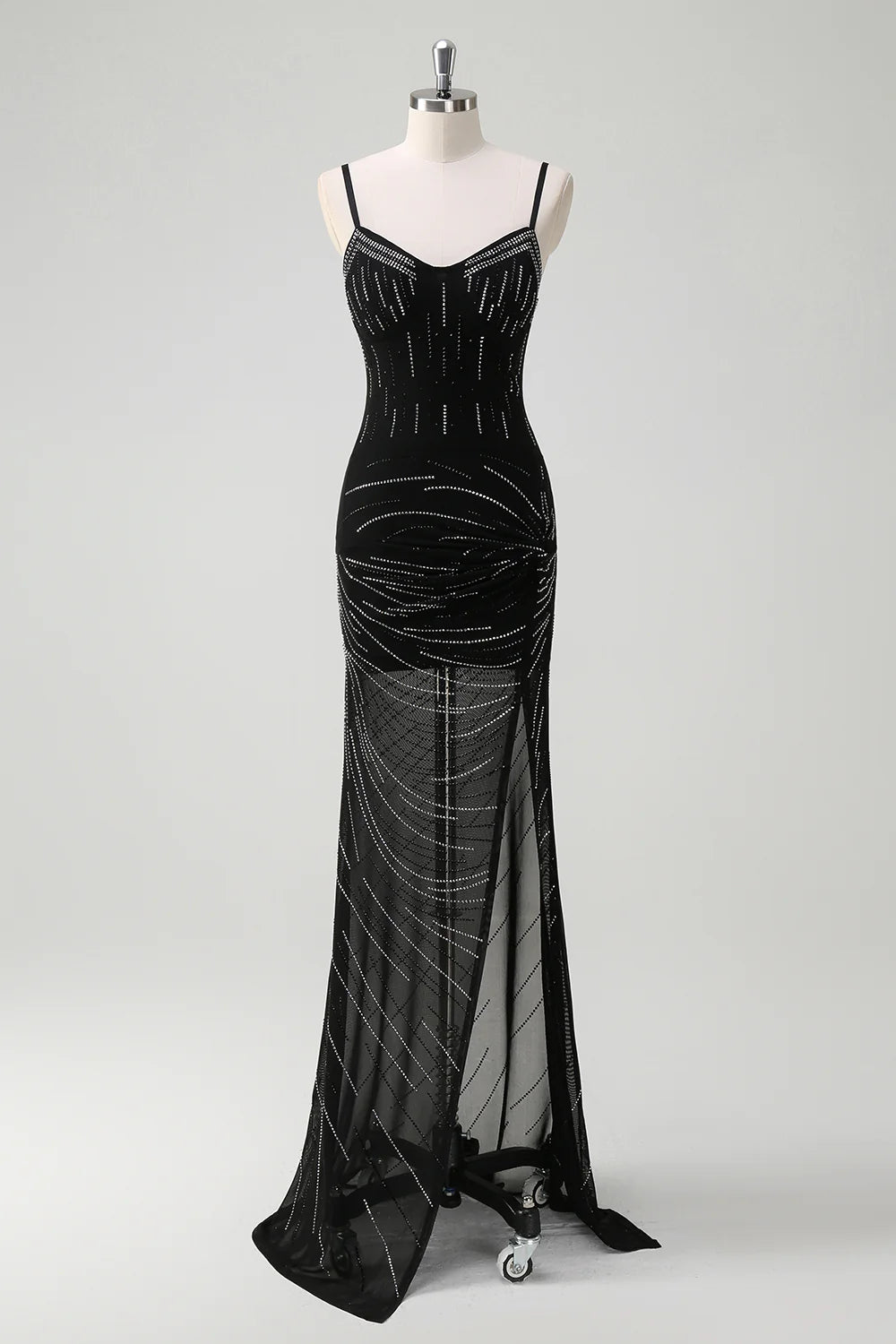 Sparkly Black Sequin Mermaid Spaghetti Straps V Neck Backless with Slit Gorgeous Long Formal Dress Hot Sale Evening Dresses