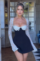 AABEI DRESS Hot Sale Homecoming Dress Retro A Line Long sheer lace sleeves Backless Mini Dress Fashion Short Prom Dresse