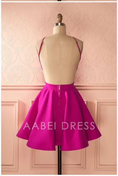 AABEI DRESS New Homecoming Dress A-line Open Back Ruched Sleeveless Simple Short Prom Dress