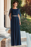 AABEI DRESS Mother Of The Bride Dress Scoop Beadwork Chiffon Ruched Elegant Long Formal Wear Dresse