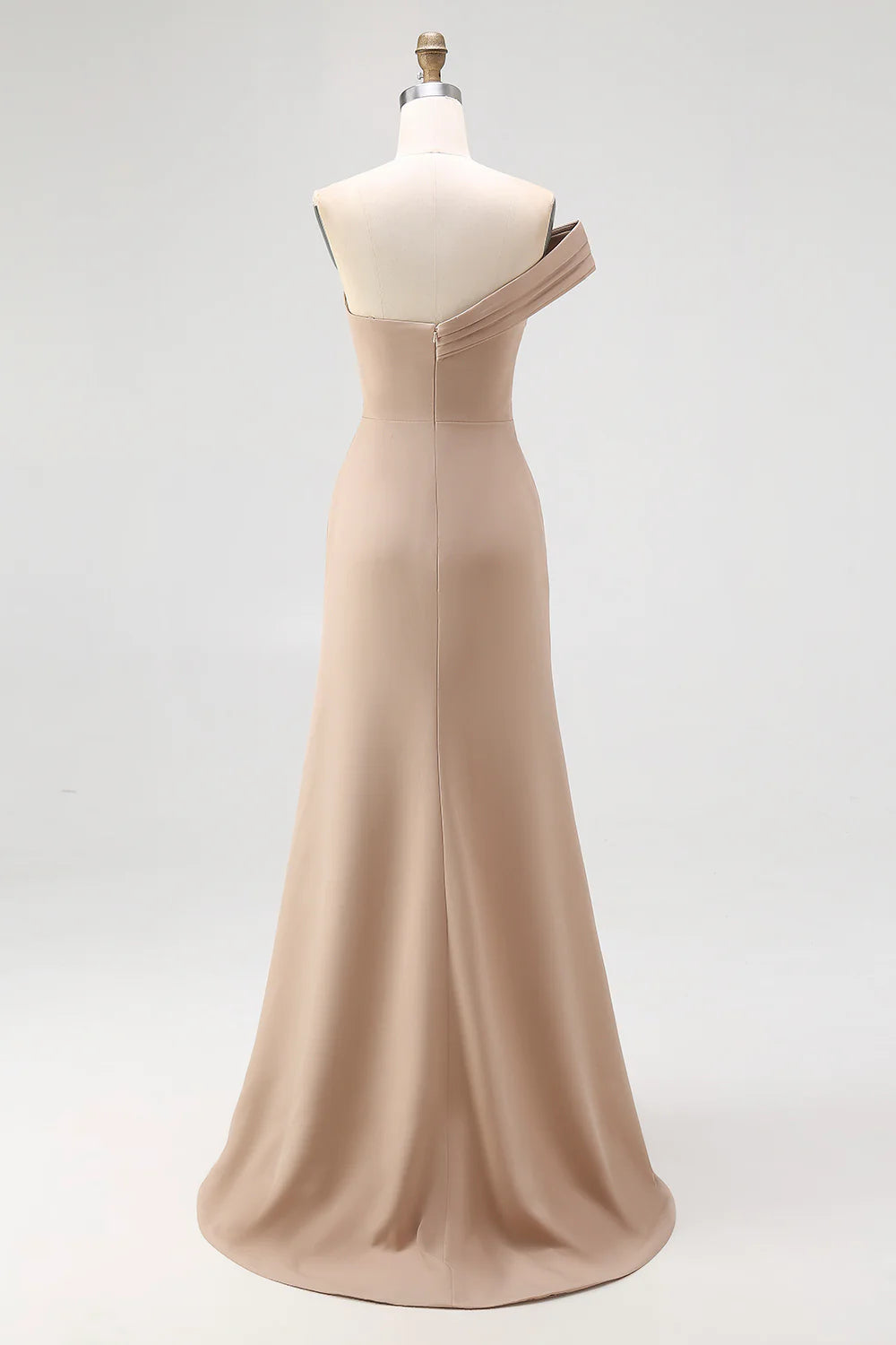 Exquisite Light Khaki Sheath One Shoulder Sweetheart Neckline Pleated Fashion Long Wedding Guest Dress For Women Hot Sale Mother of the Bride Dress