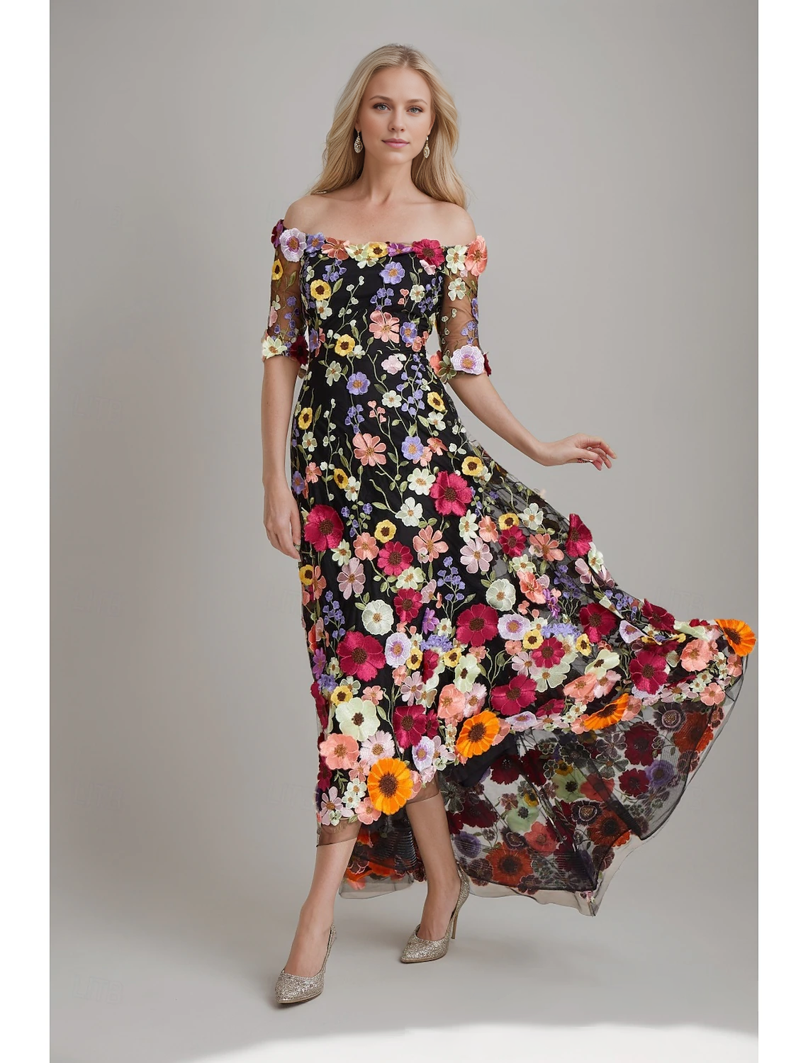 Fall November December Wedding Guest Dress A-Line Floral Dress Semi Fo – Aabei Dress Fall November December Wedding Guest Dress A-Line Floral Dress Semi Fo – Aabei Dress