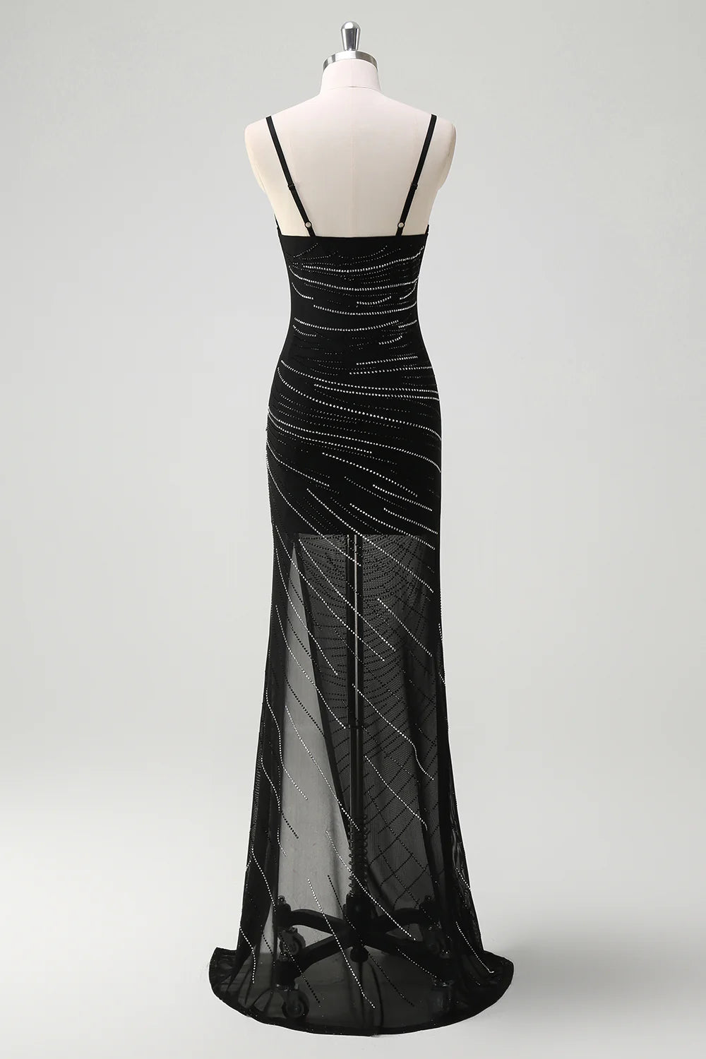 Sparkly Black Sequin Mermaid Spaghetti Straps V Neck Backless with Slit Gorgeous Long Formal Dress Hot Sale Evening Dresses