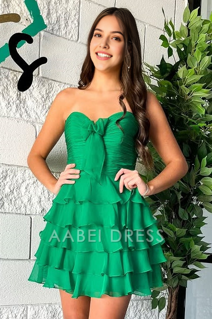 AABEI DRESS New Homecoming Dress Exquisite A-Line Sweetheart Strapless Ruched Tiered cute Short Prom Dresse