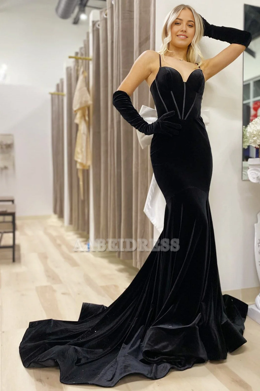 Evening Dress Mermaid Cultivate oneself Sweetheart Spaghetti Straps Bow-Back Velvet Backless Long Dress Elegant Formal Women's Dresses