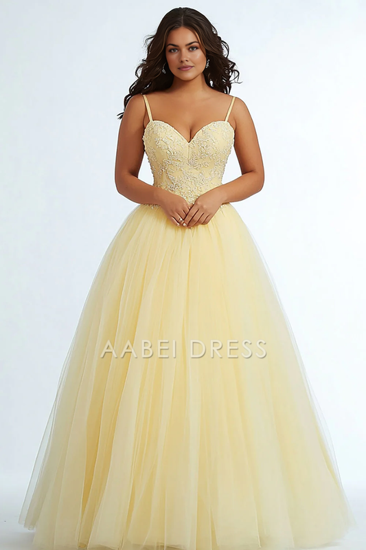 AABEI DRESS Hot Sale Prom Dress A Line Spaghetti Strap Sweetheart Long Plus Size With Appliques Elegant Formal Dress
