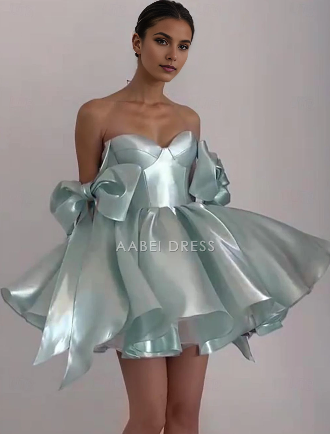 AABEI DRESS New Homecoming Dress A-Line Corsets Dress Holiday Graduation Sleeveless Off Shoulder Satin with Bow(s) Cute Short Prom Dresse