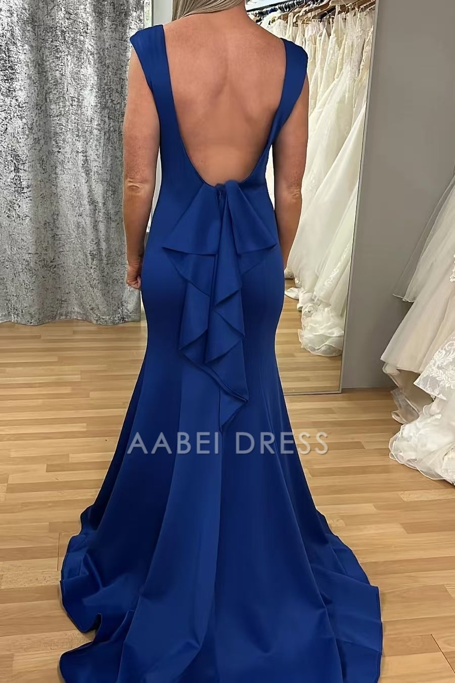 AABEI DRESS High Quality Mother of The Bride Dress Sleeveless Cascading Ruffle Backless Charming Mermaid Elegant Dresses Formal Dresses