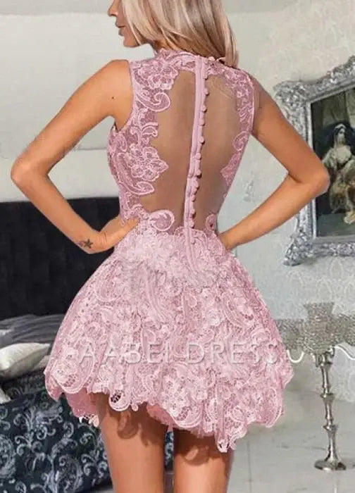 AABEI DRESS New Homecoming Dress A-Line Sleeveless Lace Cocktail Dress Retro Sexy Short Prom Dress