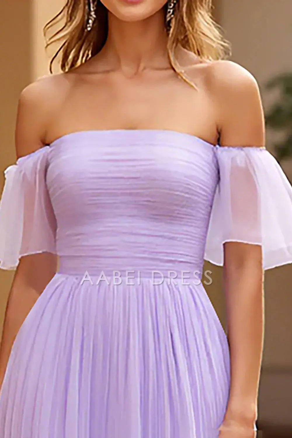 AABEI DRESS Hot Sale Prom Dress A Line Chiffon Pleated Tiered Square Neck Romantic Long Formal Dress