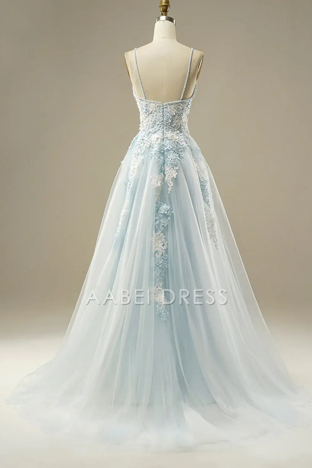 AABEI DRESS Hot Sale Prom Dress Luxury A-Line Spaghetti Strap Beading Exquisite Tulle Lace Applique Formal Dress
