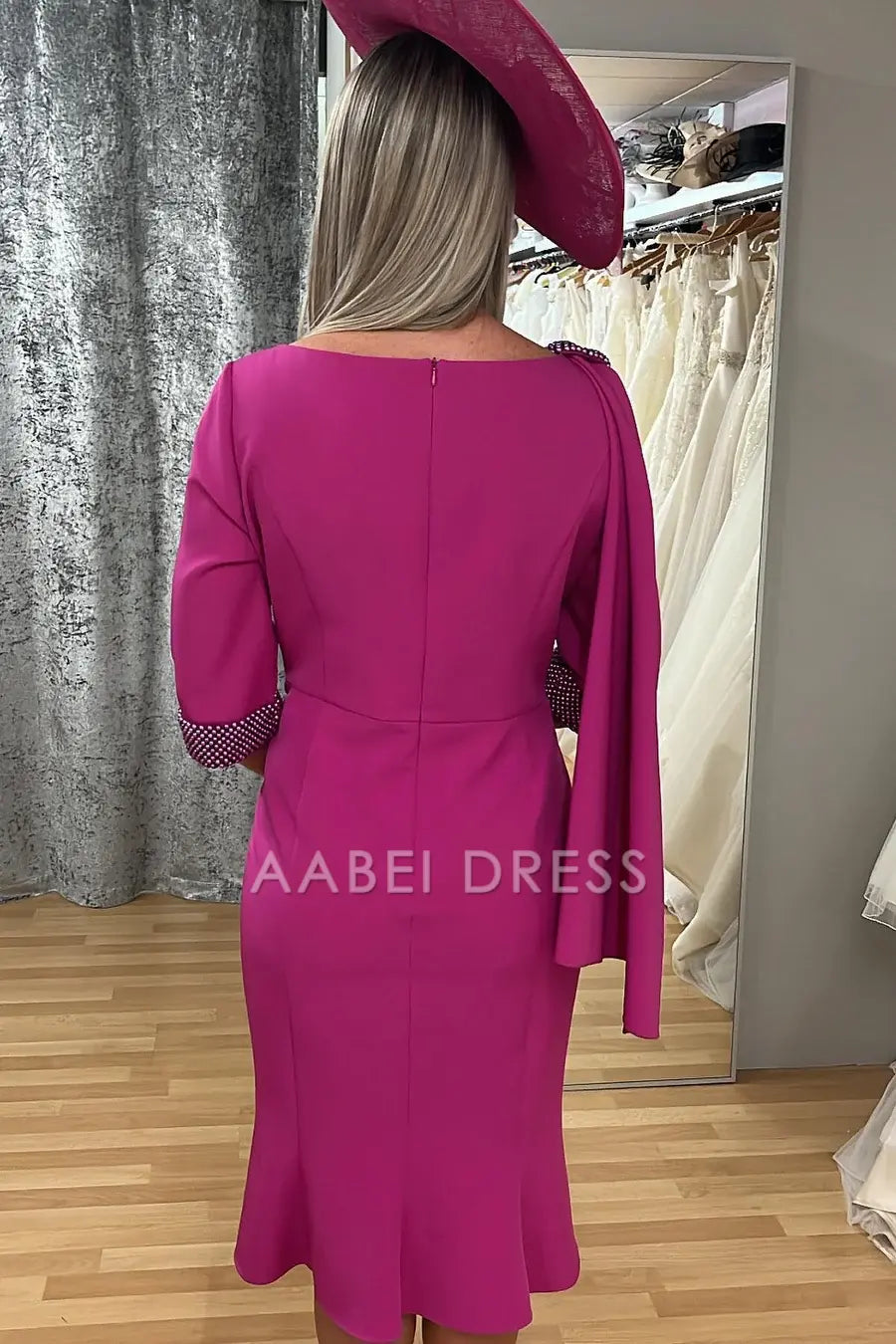 AABEI DRESS High Quality Mother of The Bride Dress Asymmetrical Neck Beaded with Scarf Exquisite Knee-Length Dresses Formal Dresses