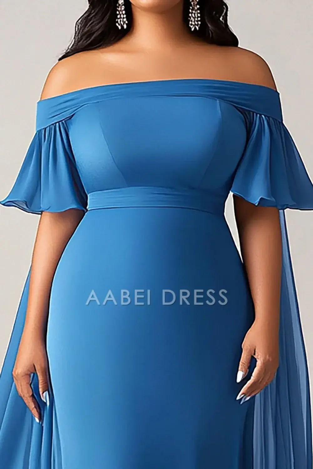 AABEI DRESS Mother Of The Bride Dress Mermaid Off Shoulder Ruffled Chiffon Elegant Plus Size Long Formal Wear Dresse