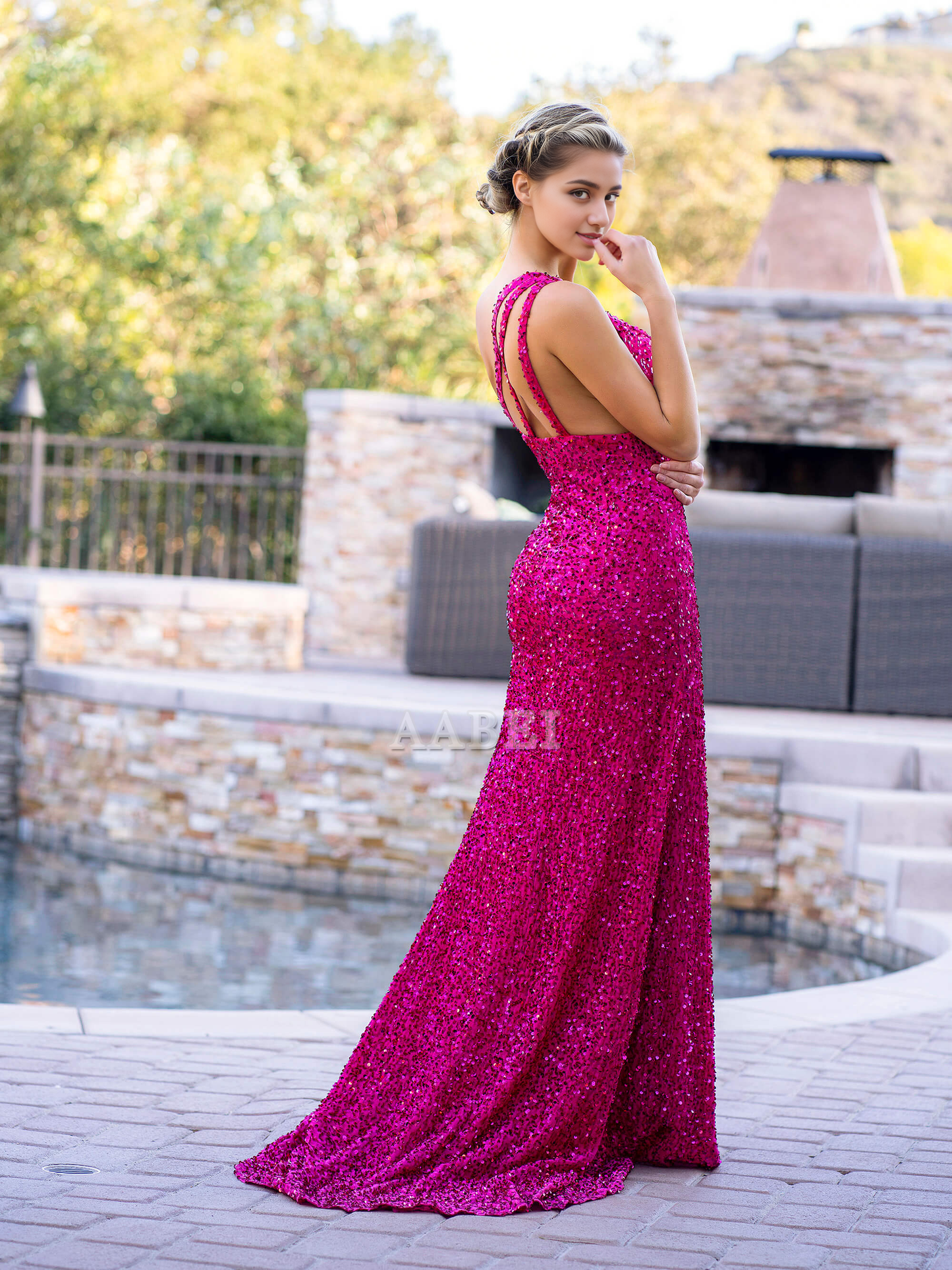 Evening Dress Mermaid One Shoulder Sequin Sweep Train Prom Dress Backless Side Fork Sparkle Formal Women's Dresses