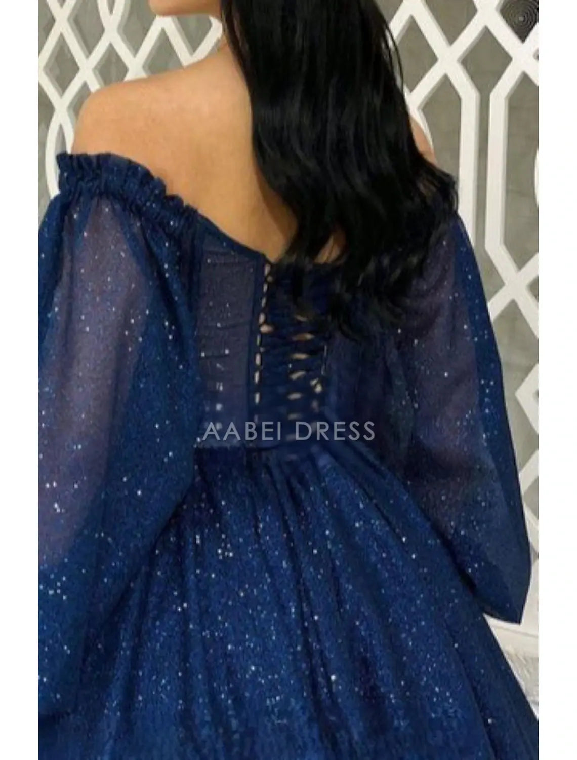 AABEI DRESS New Homecoming Dress Sequin A-Line V Neck Long Sleeve Corsets Dress Holiday Graduation Glitter Short Prom Dresse