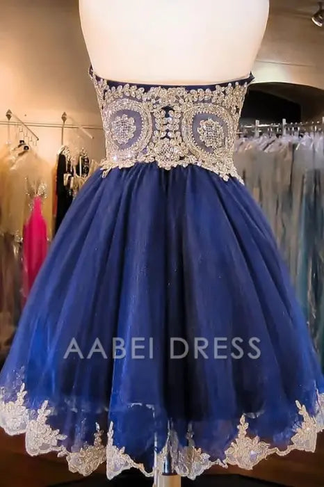 AABEI DRESS New Homecoming Dress A-line Sweetheart Strapless Tulle with Beading Gorgeous Short Prom Dress