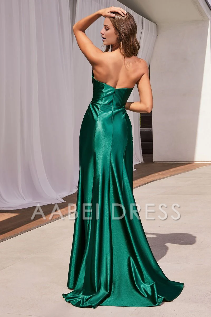 AABEI DRESS Hot Sale Prom Dress Exquisite Strapless Pleated Side Fork Fashion Long Evening Dress