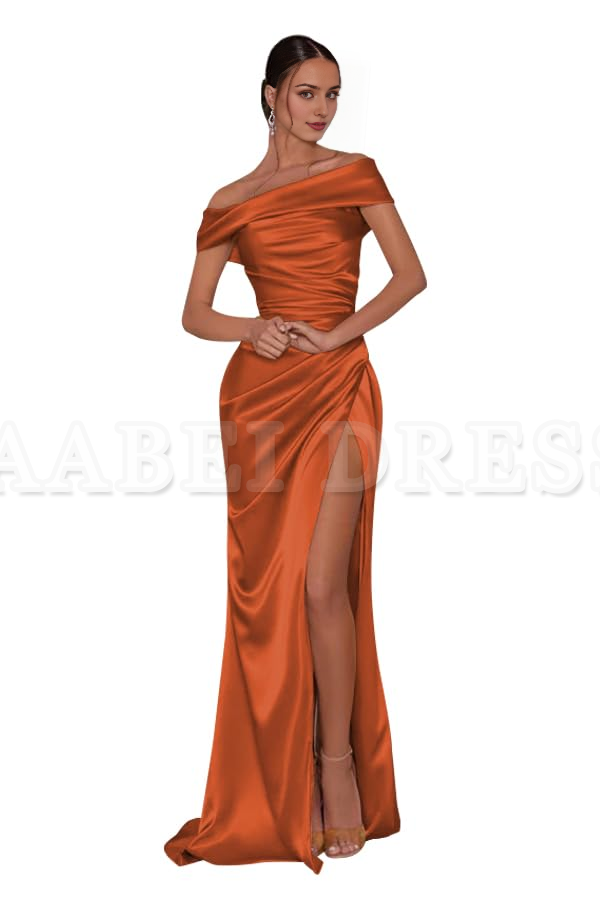 Prom Dress Off The Shoulder Satin Mermaid Bridesmaid Dresses Corset Evening Gowns with Slit Formal Wear Dresses