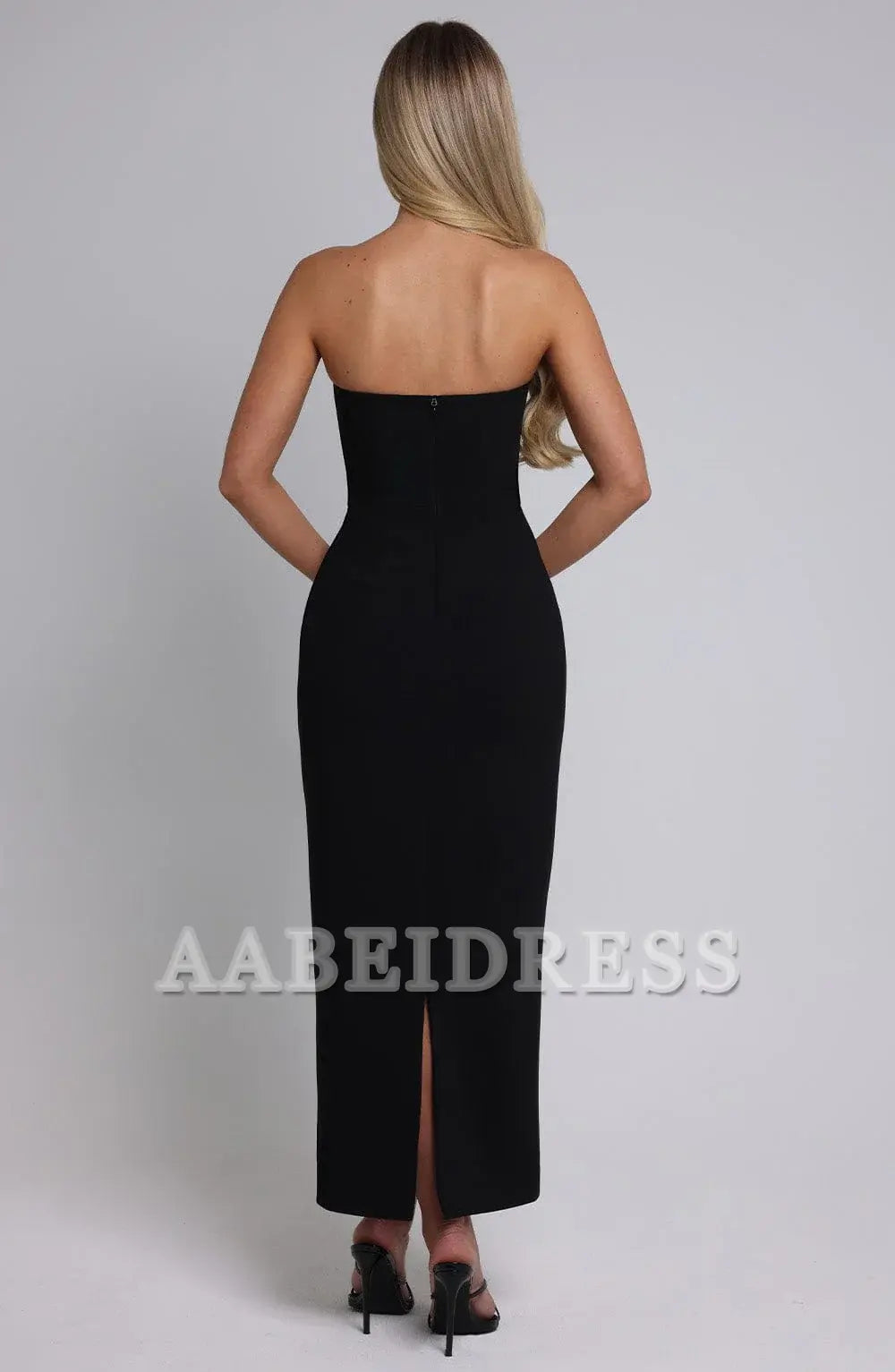 Formal Wear Dresses Prom Dresses Elegant Strapless Mermaid Rear Fork Sheath Dresses Fake Pocket Decoration Wedding Guests Dresses