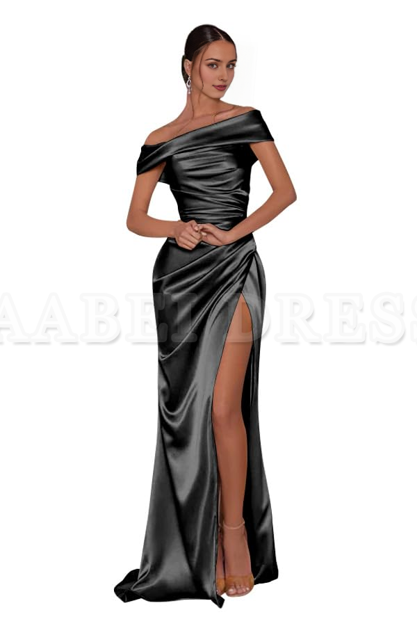Prom Dress Off The Shoulder Satin Mermaid Bridesmaid Dresses Corset Evening Gowns with Slit Formal Wear Dresses