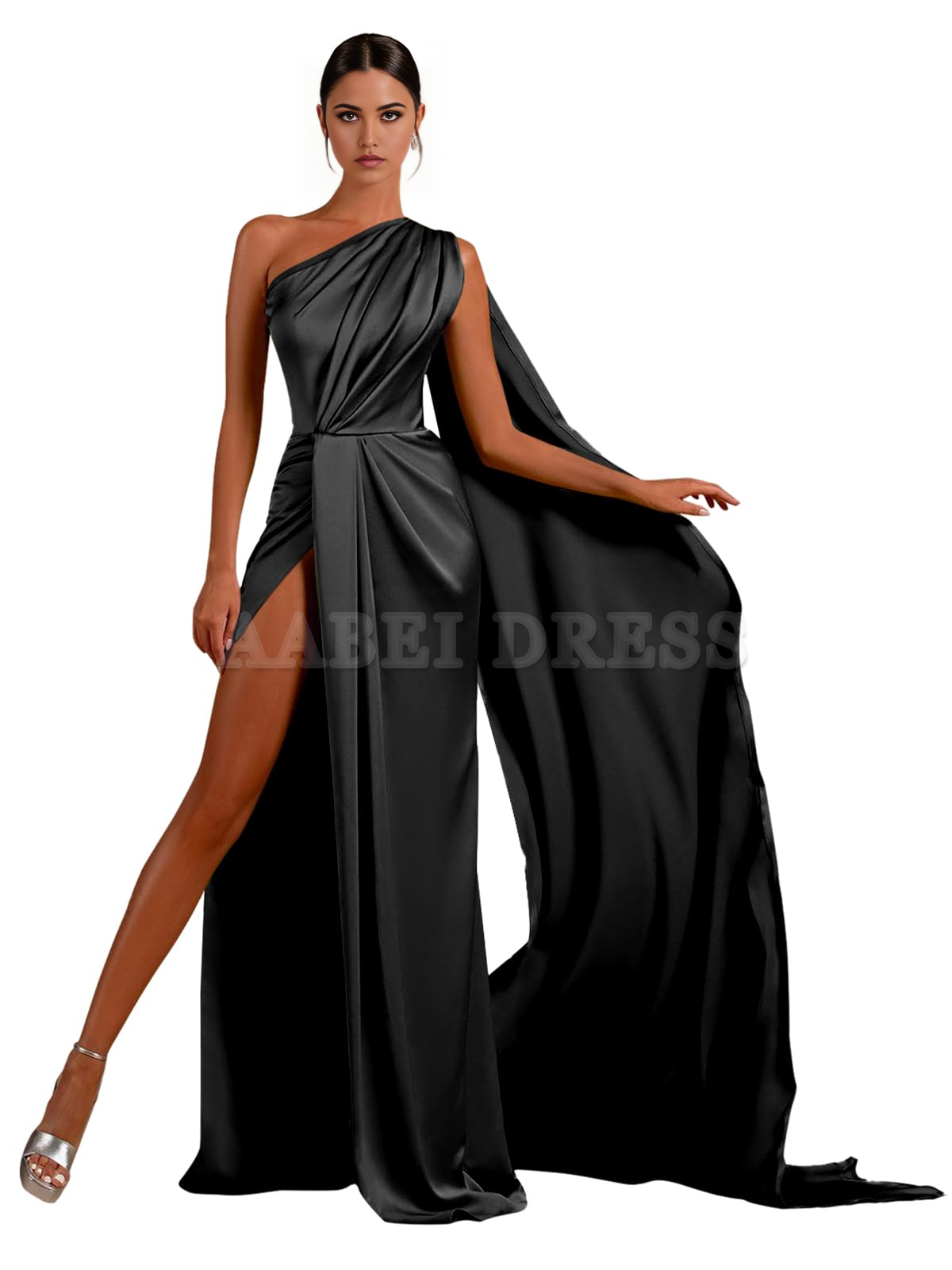 Prom Dress One Shoulder High Slit Satin Ball Gown Long Mermaid Elegant Cultivate oneself Formal Wear Dresses