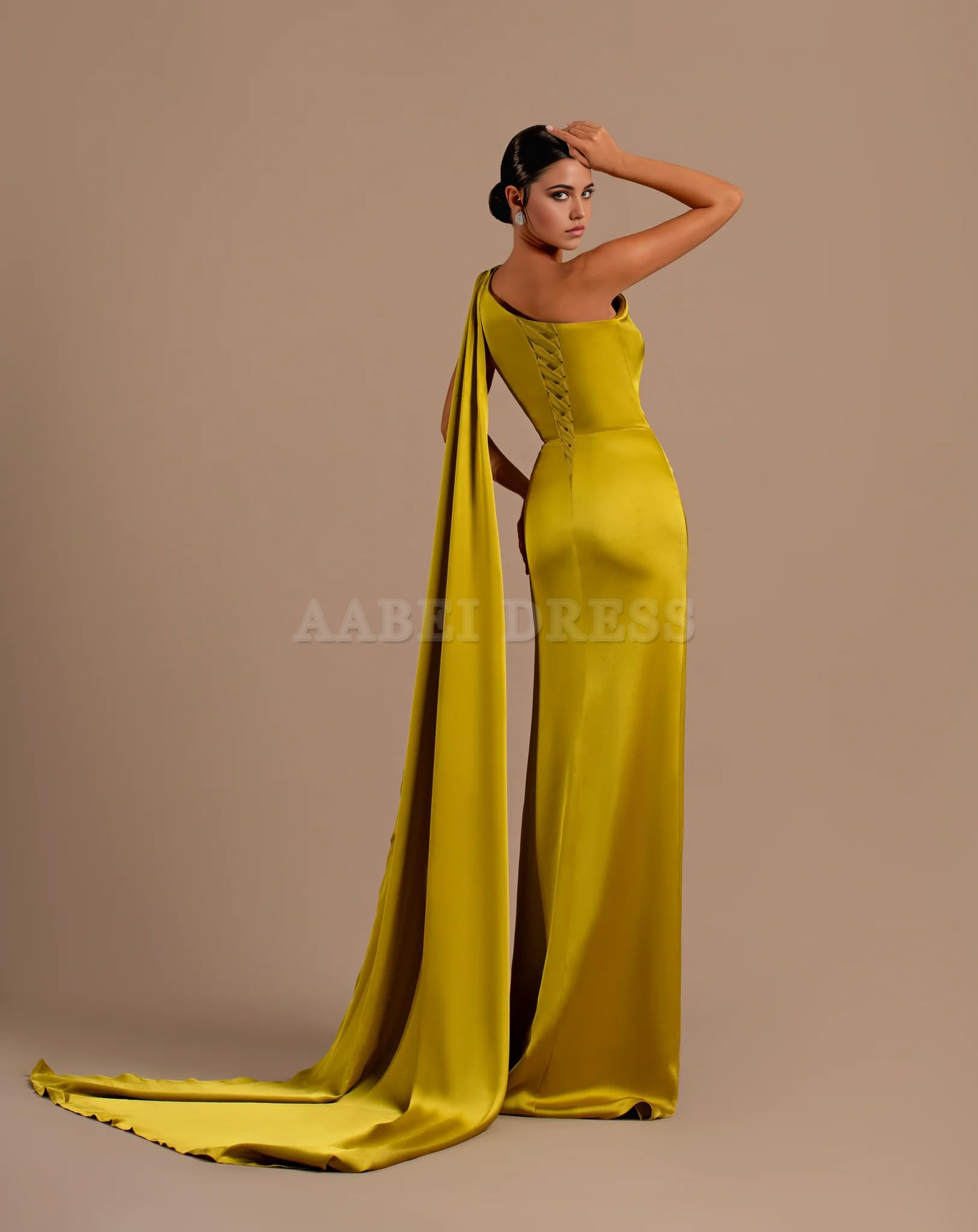Prom Dress One Shoulder High Slit Satin Ball Gown Long Mermaid Elegant Cultivate oneself Formal Wear Dresses