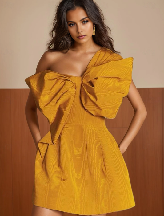 AABEI DRESS New Homecoming Dress High Fashion Ball Gown A-Line Elegant Dress Formal Sleeveless One Shoulder with Bow(s) Unique Short Prom Dresse